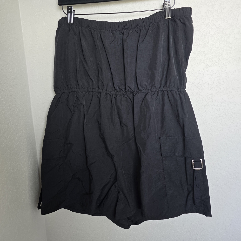 No Boundaries Black Cargo Romper